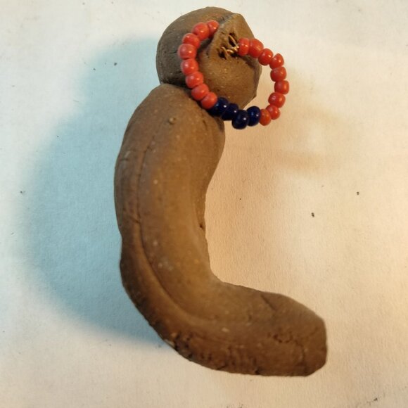 Handmade Clay Figure Beaded Earring Primitive Folk Art Unique Crafting - Picture 4 of 7